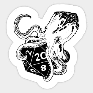 Fathomless D20: dnd 5e warlock dice Black and white Sticker